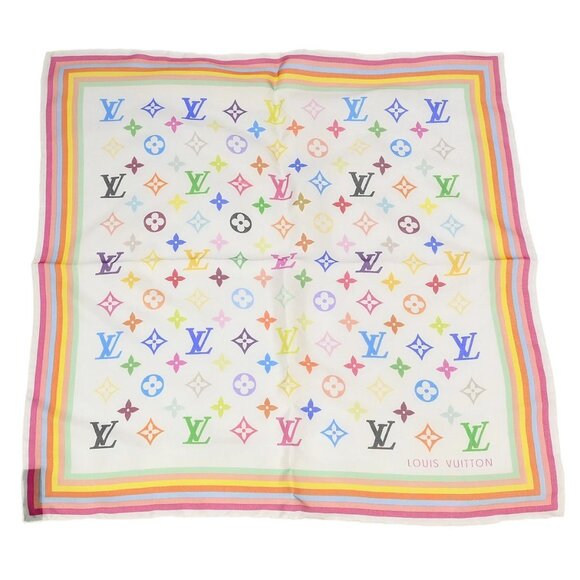 Louis Vuitton White Multicolor Scarf Handkerchief - Picture 1 of 8